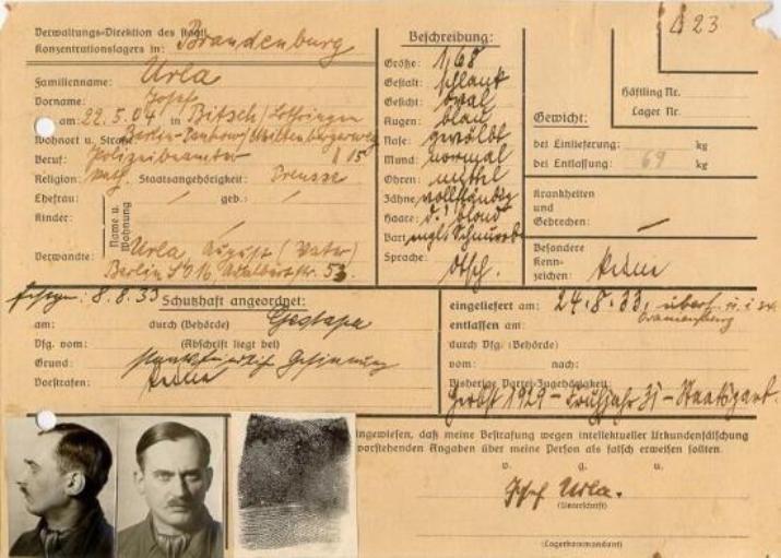 Урла, концтабір, Бранденбург, Гестапо, Urla, KZ Brandenburg, Gestapo, 1933